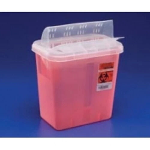 Covidien MultiPurpose Sharps Container, Horiztonal Drop Lid, 7.6L, Red