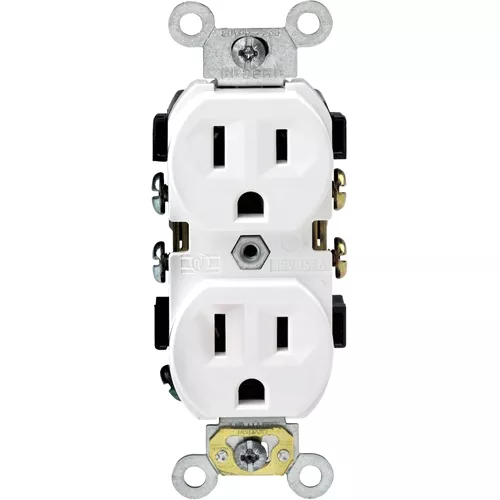 Leviton Back And SideWired Grounding Straight Blade Receptacle, White