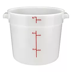 Winco 6 Qt Round Food Storage Container, White - PPRC-6W
