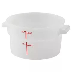 Winco 2 Qt Round Food Storage Container, White