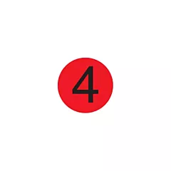 Daymark MoveMark Number 4 Label, Red, 3/4