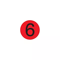 Daymark MoveMark Number 6 Label, Red, 3/4