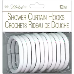Domay® Shower Curtain Metal Hooks,C-Shaped,White,12/Pack (DMY10102)