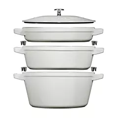 Staub 4-Piece Cast Iron Pot Set, White Truffle