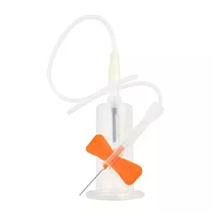 Safety Blood Collection Needle w/Pre-attached Holder 25G x 0.75” with 12” tubing, sterile - 25/Box