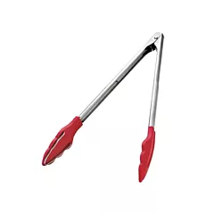 Browne Silicone Tongs W/ Teeth, Red, 12