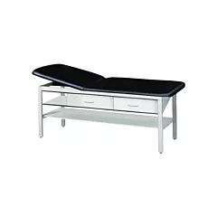 Treatment Exam Table w/Shelf, 2 Drawers, and Black Upholstery Top