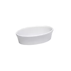 Browne oval ceramic baking dish, white, 9 oz 6/ea - 564004w