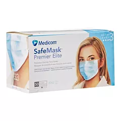 Medicom SafeMask Premier Elite Earloop Mask, Level 3, 50/box Blue