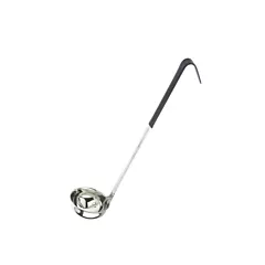 Browne Stainless Steel Black Handled One-Piece Ladle, 6 oz,
