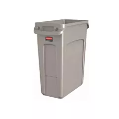 Rubbermaid slim jim vented garbage can, beige, 16 gal - 152/