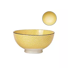 Torre & tagusÂ kiri porcelain bowl, yellow w/ noir trim, 8