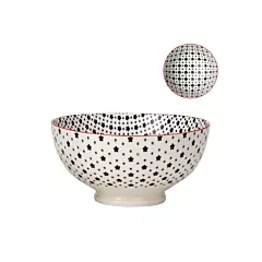 Torre & tagus kiri porcelain bowl, white w/ noir daisies, 8