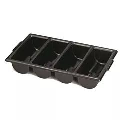 TableCraft 4 Compartment Plastic Cutlery Bin, Black(1524B)