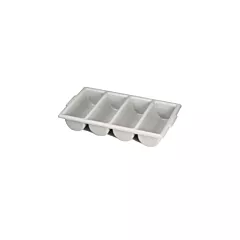 TableCraft 4 Compartment Plastic Cutlery Bin, Grey(1524G)