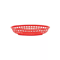 Tablecraft Plastic Oval Basket, Red, 9.25