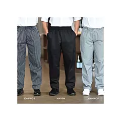 Premium Uniforms Poly/Cotton Baggy Chef Pants, Black, L - 30