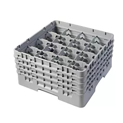Cambro 16S800151 Camrack Glass Rack with 16 Compartments & 4 Extenders, Grey