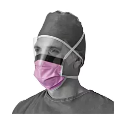 Fluid-Resistant Surgical Tie Face Mask with Eyeshield 25/box (VMNON27410)