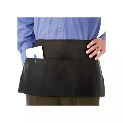 Chef Revival 3-Pocket Polyester Waist Apron, Black, 24
