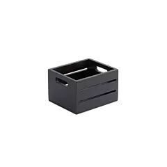 American metalcraft rectangular wooden caddy / crate, noir,