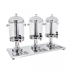 Nella 3 x 8 Qt Hopper Ice Cooled Juice Dispenser, Stainless Steel