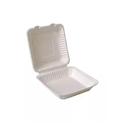 Eco-packaging compostable sugarcane clamshell container, whi