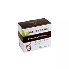 Eco-packaging jumbo compostable cocktail straws, clear, 6