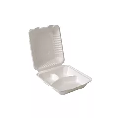 Eco-packaging compostable hinged sugarcane clamshell contain