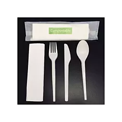 Eco-Packaging Compostable Cutlery Kit, 4PC Set 250/CS - EP-C