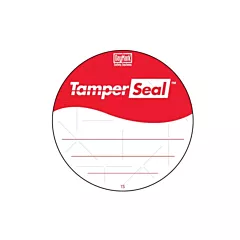 Daymark tamperseal tamper-evident round labels, red / white,