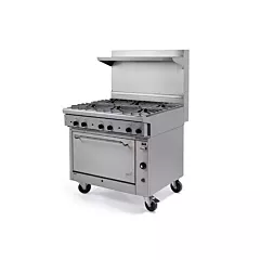 Quest? Qgr-1 Series Single Oven Range w/ 6 Burners w/Casters