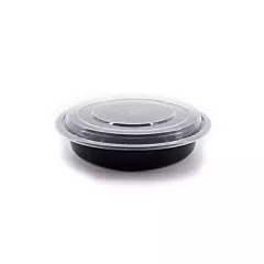 Eco-packaging recyclable round deli container w/ couvercle, noir,