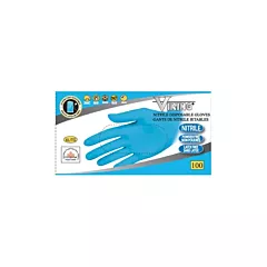 Viking Disposable Nitrile Gloves, Blue,4 mil, Large 100/BX -