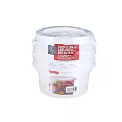 Cambro round food storage containers w/ couvercles set, translucen