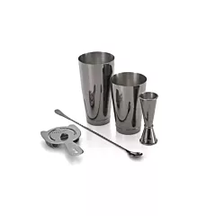 Mercer barfly basics bar cocktail shaker set, noir, 5-piece