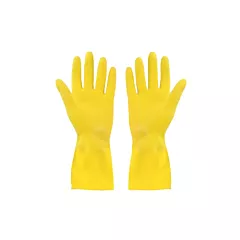 Globe Commercial Flocklined Rubber Gloves Yellow Medium 1PR
