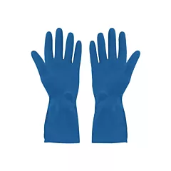Globe Commercial Silverlined Rubber Gloves, Blue, Large 1PR