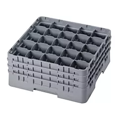 Cambro Glass Rack Low Profile with 25 Compartments & 3 Extenders - Grey(25S738(151))