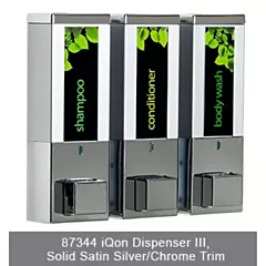3-Chamber iQon Liquid Bath Amenities Dispenser color Solid Satin Silver Chrome