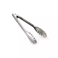 Browne stainless steel utility tongs w/ satin finish, 9.5