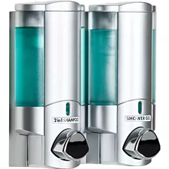 2-Chamber AVIVA Liquid Bath Amenities Dispenser color Transluscent Satin Silver