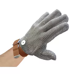 Nella Stainless Steel Mesh Glove with Brown Wrist Strap, 2XL