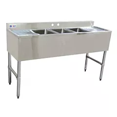 Nella 3 Compartment Sink 60” x 18.75” x 33” with Two Drain Board