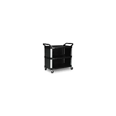 Rubbermaid Three Tier Utility Cart with 3 Enclosed End Panels, Black - 40.6