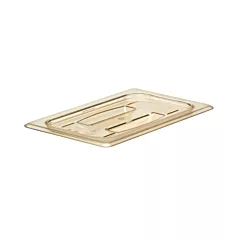 Cambro 40HPCH150 1/4 Size High Heat Flat Food Pan Cover with Handle, Amber