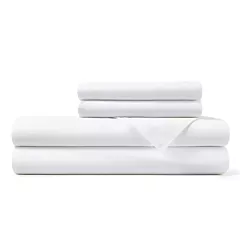 Merit Collection  T250 Luxury Percale Double Flat Sheets - 60/40 Cotton/Polyester Blend | White Color | Size 81x120 | 6-Pack