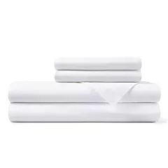 Merit Collection  T250 Luxury Percale King XL Flat Sheets - 60/40 Cotton/Polyester Blend | White Color | Size 120x120 | 6-Pack