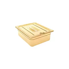 Cambro high heat h-pan notched cover w/handle, amber, 1/6 si
