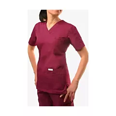 520T - MOBB 6 Pocket Scrub Top,V-Nech-Burgundy-L